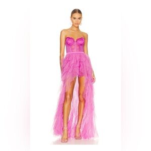 For Love & Lemons x Revolve Bustier Gown in Pink - Worn Once